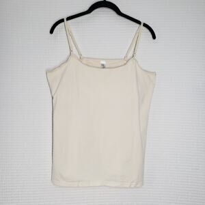 Taylor Marco Shelf Bra Tank Top Womens XL Ivory Adjustable Spaghetti Straps Cami
